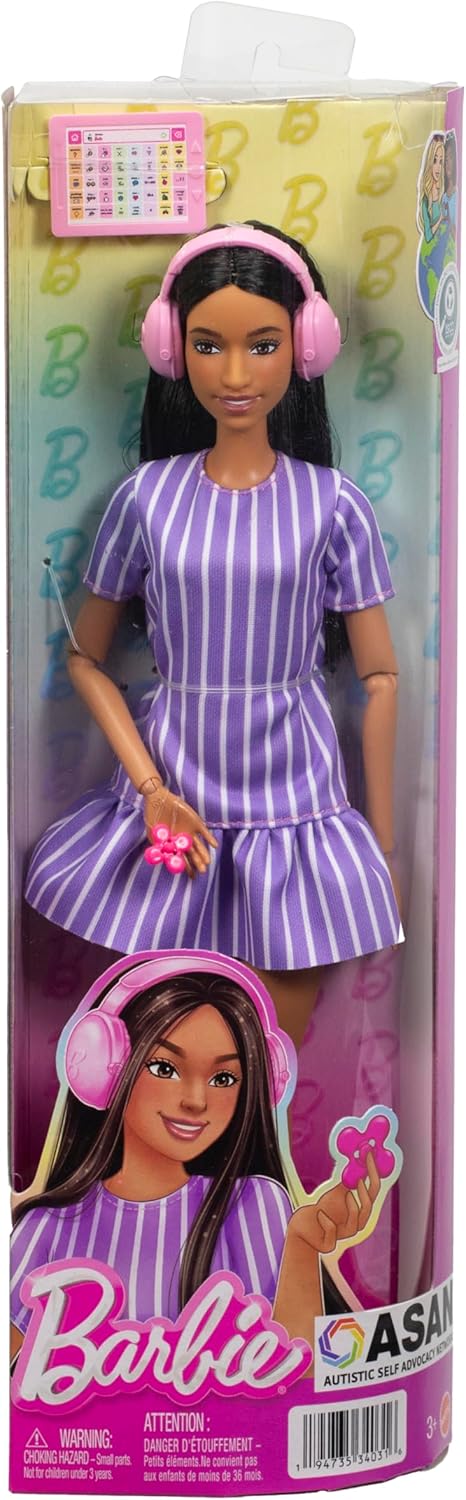 Barbie Fashionistas Doll - Doll with Purple Striped Dress